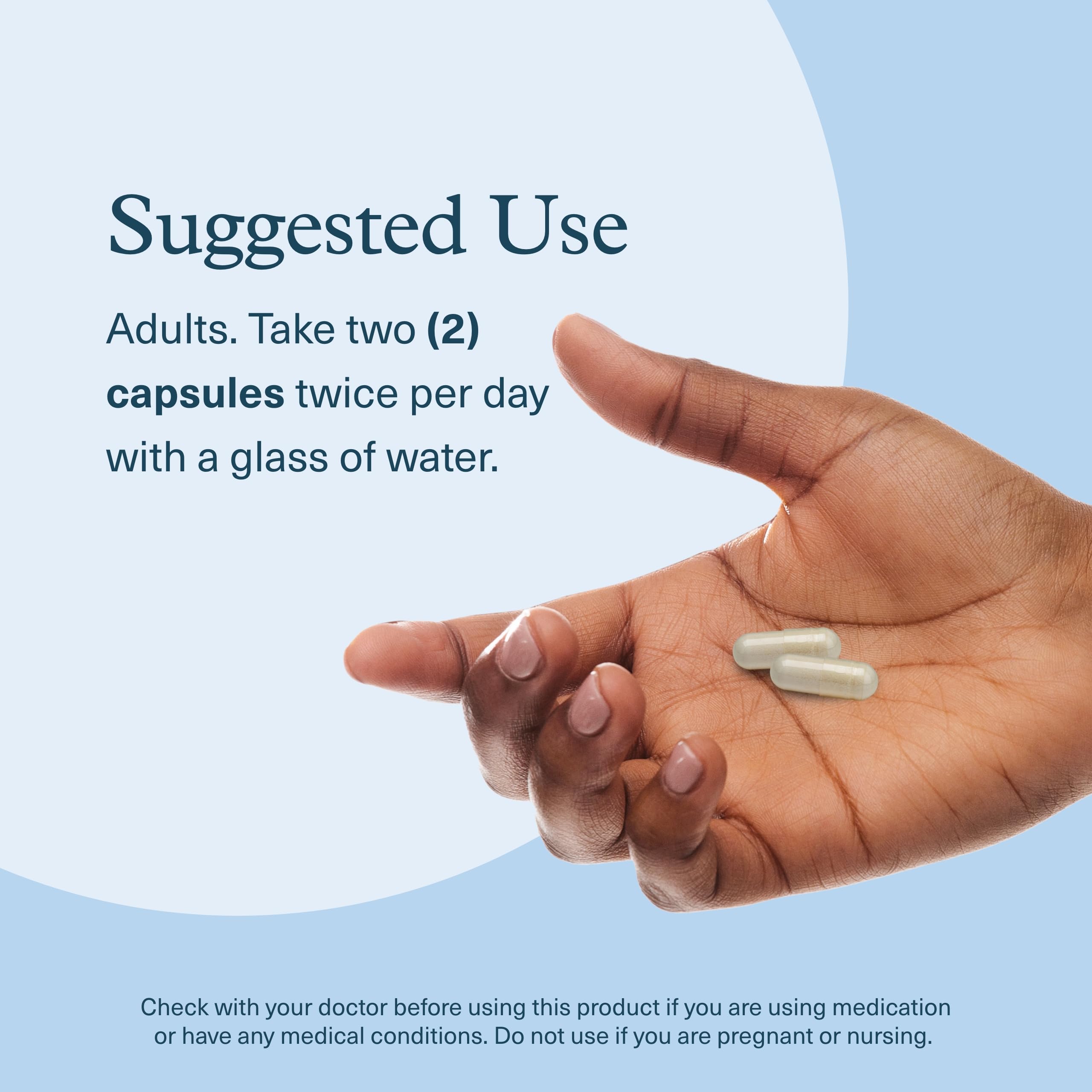 Close-up skin health imagery paired with the product implying skin benefits.