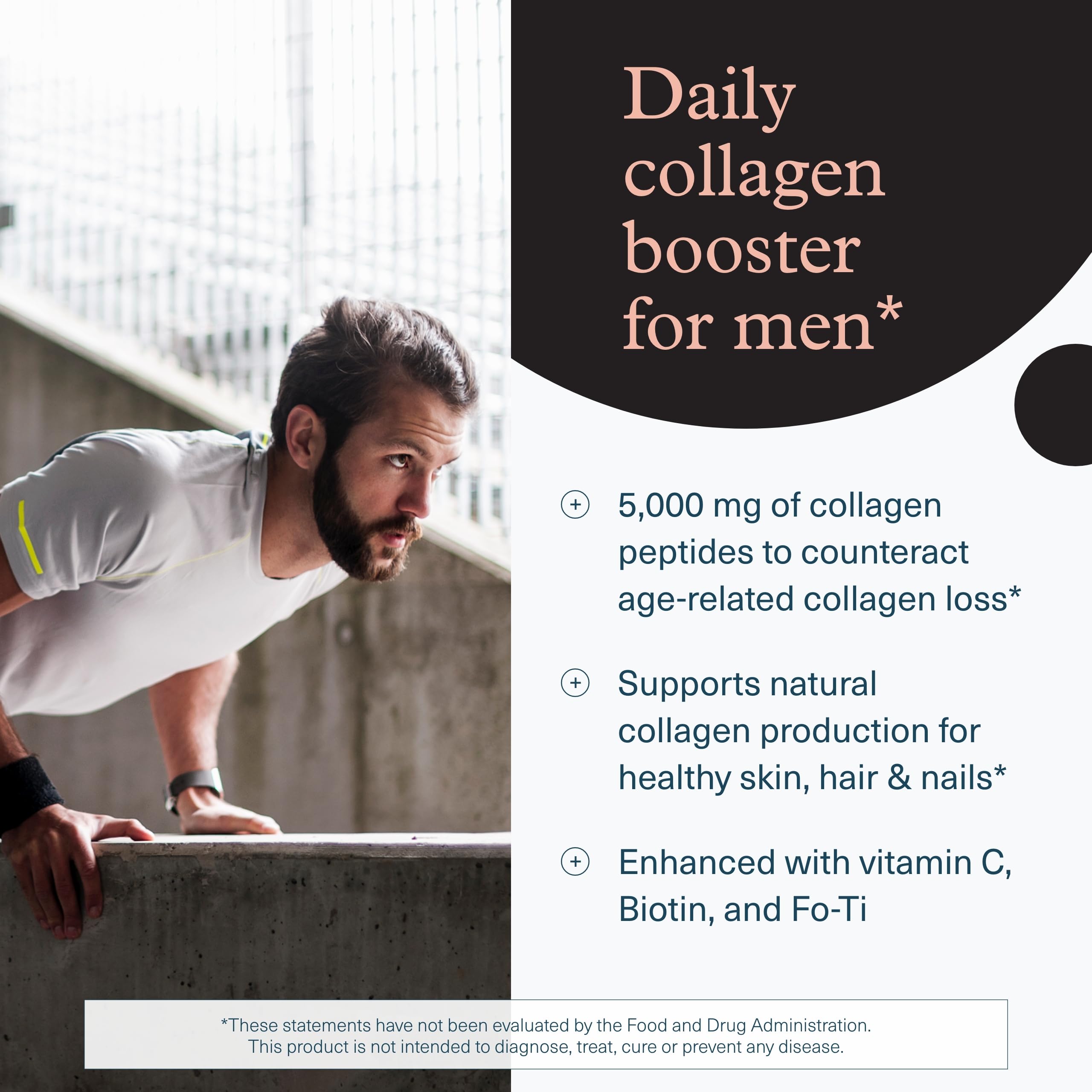 Close-up of Youtheory collagen tablets emphasizing hydrolyzed peptides.