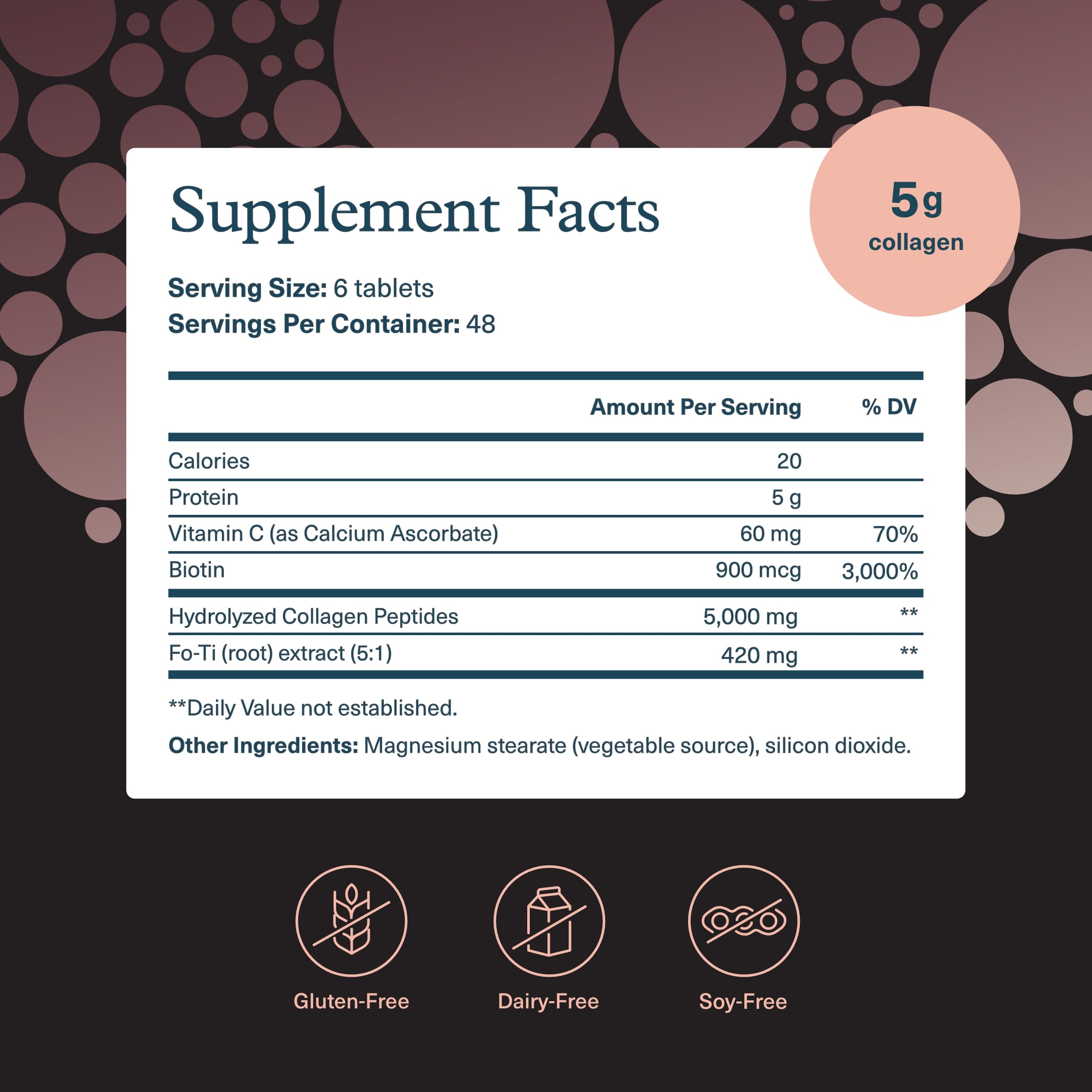 Ingredient panel of Youtheory collagen showing amino acids and vitamin C.