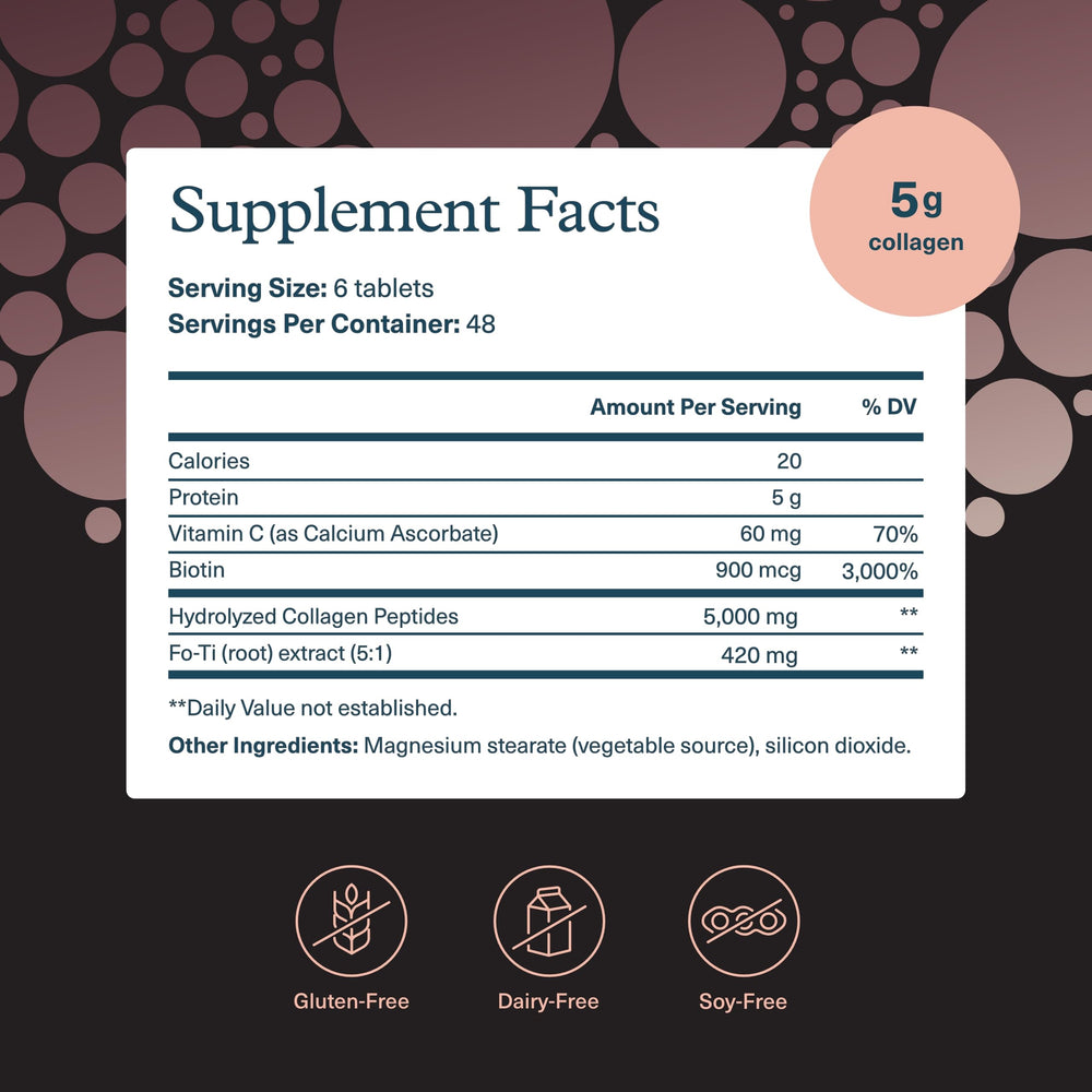Ingredient panel of Youtheory collagen showing amino acids and vitamin C.