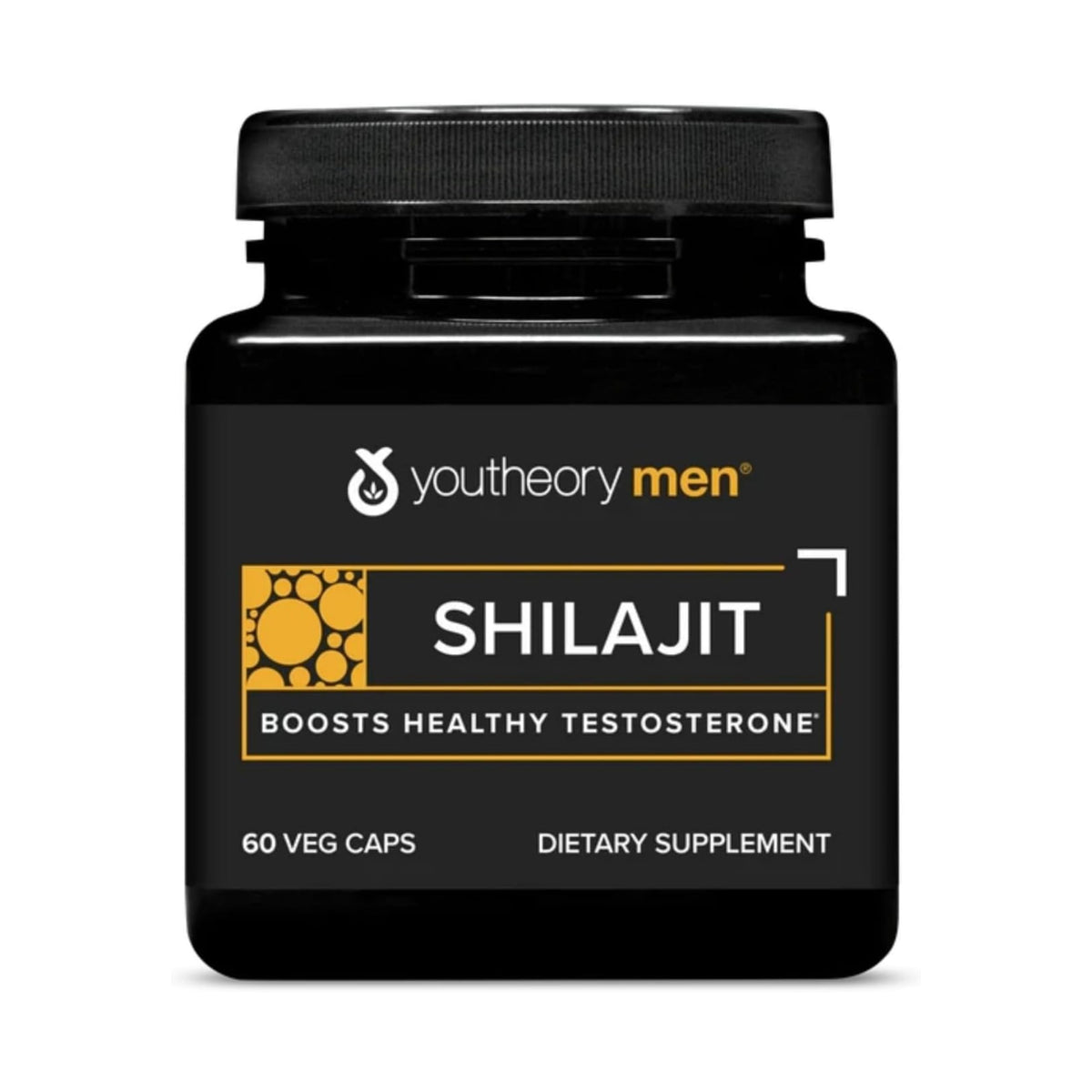 Youtheory Men’s Shilajit bottle with PrimaVie capsules for daily use and stress support.