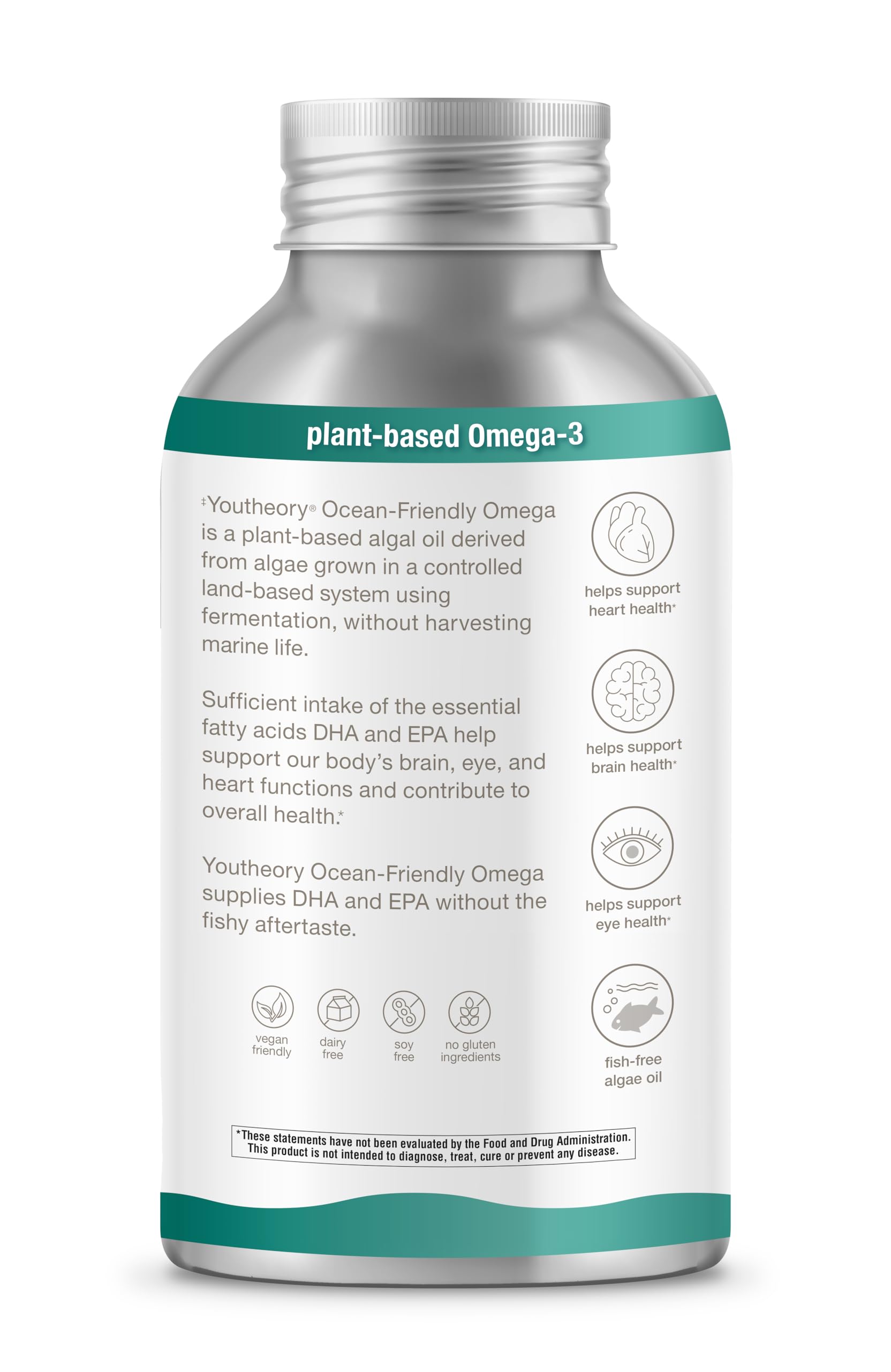 Youtheory Ocean-Friendly Omega recyclable aluminum container highlights eco-friendly packaging