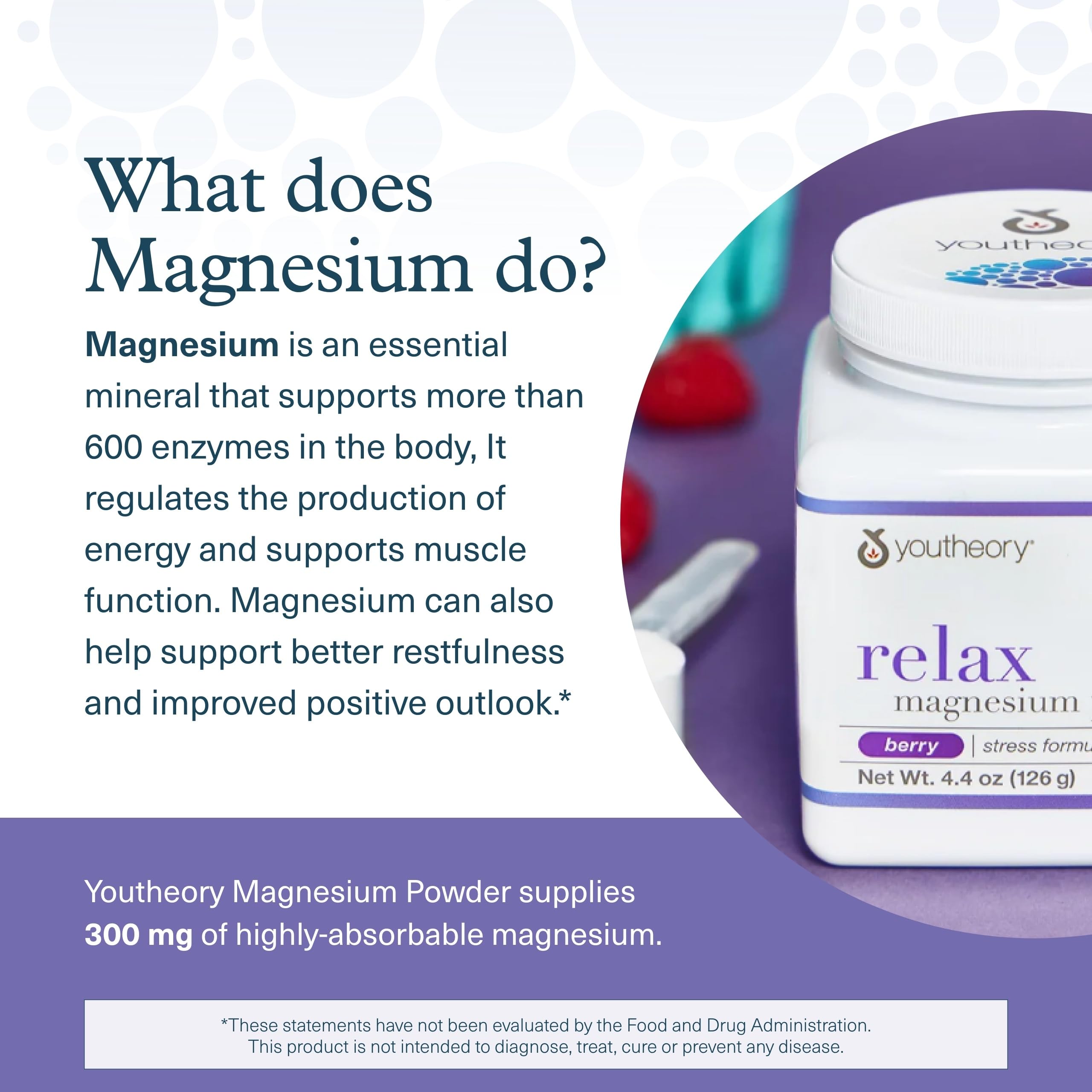 Youtheory Relax Magnesium Powder label-ingredients highlights vegan, dairy-free, gluten-free formula.