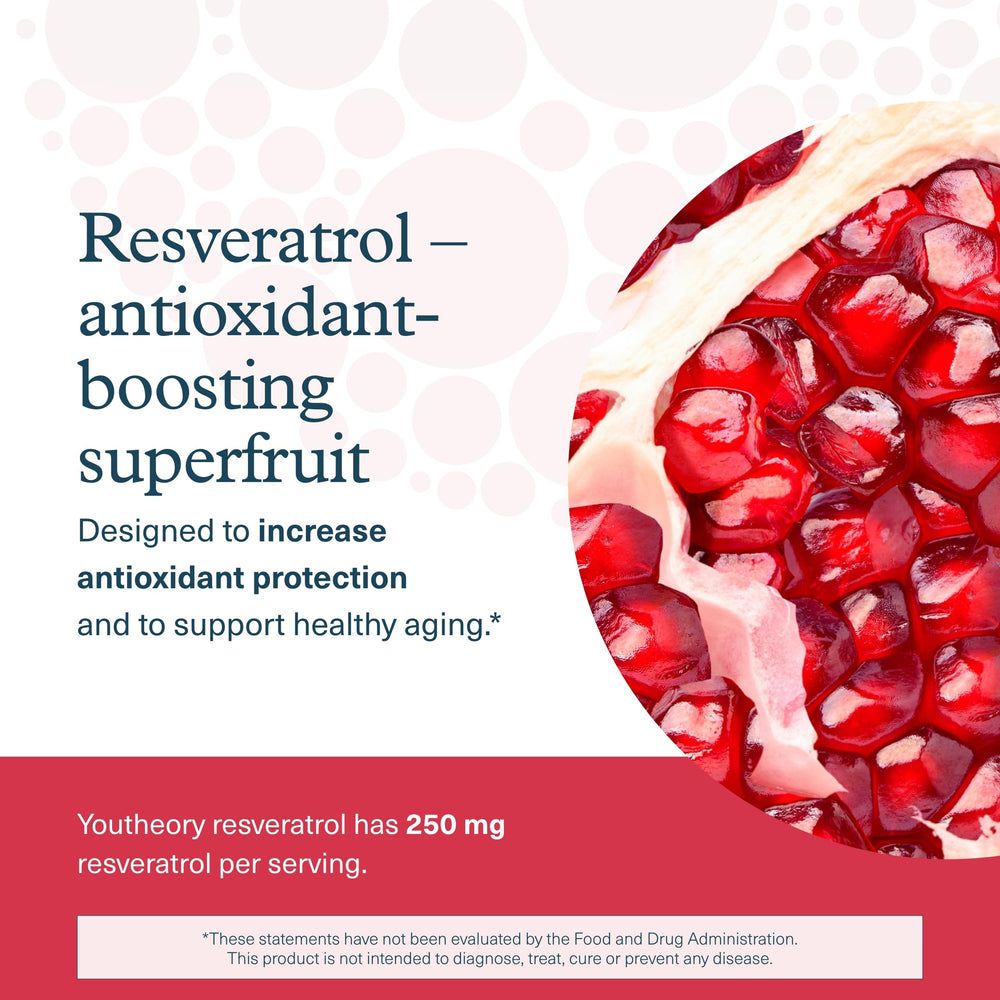 Youtheory Resveratrol Advanced Antioxidant Formula superfruit blend image evokes natural sources.