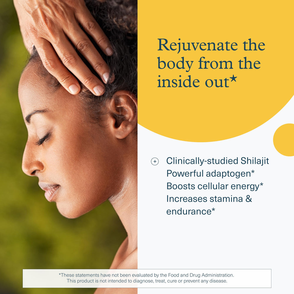 Close-up of Youtheory Shilajit Advanced capsules, easy-to-swallow form for everyday routines