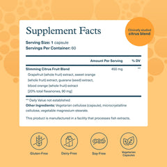 Close-up of Youtheory Slimming Citrus Fruit capsules for daily use.