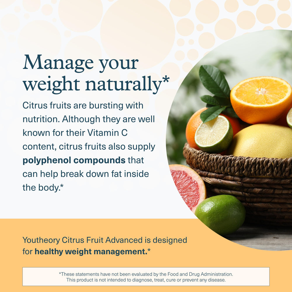 Youtheory Slimming Citrus Fruit vegan-friendly packaging signals allergen-free benefits.