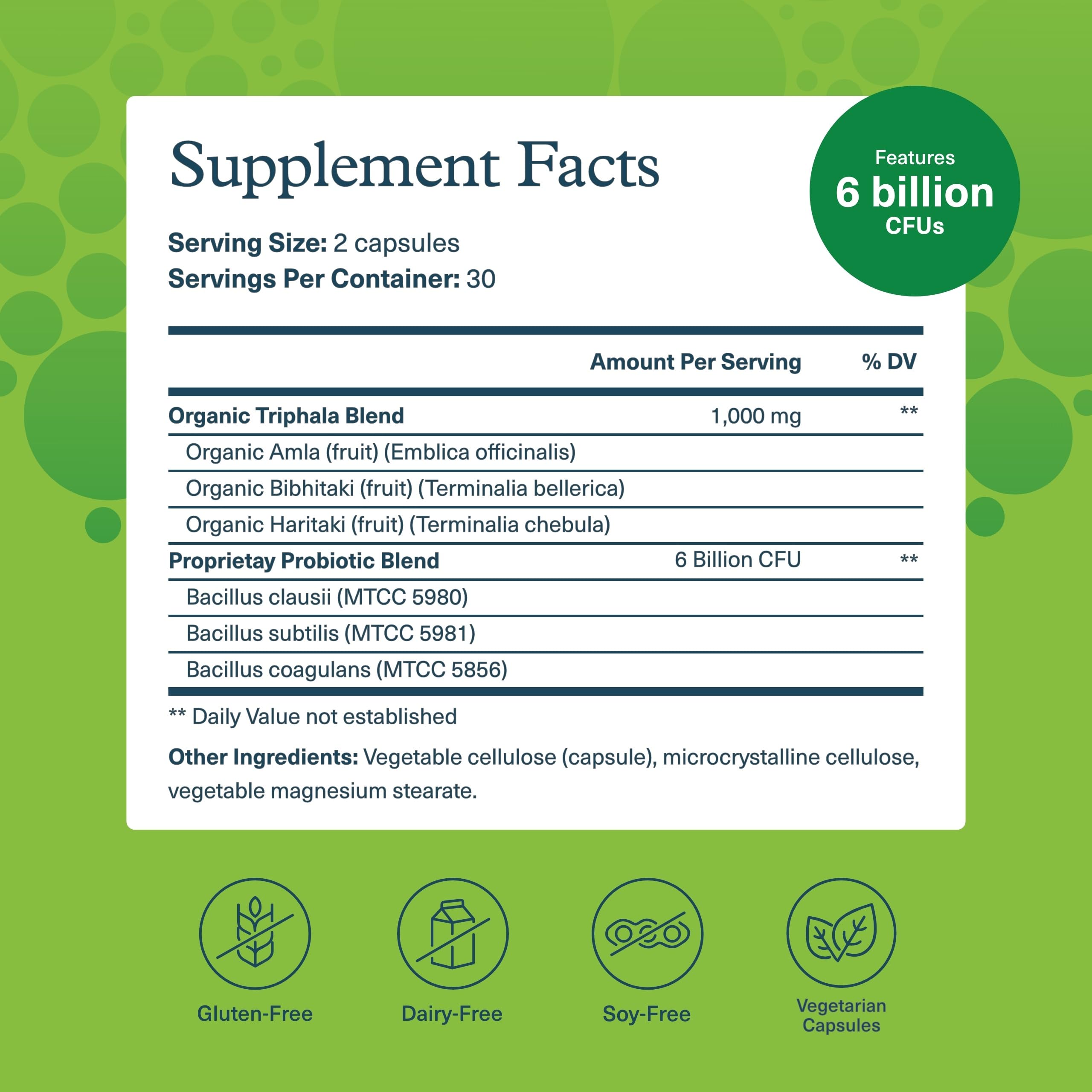 Youtheory Spore Probiotic bottle back label with dosage and ingredients