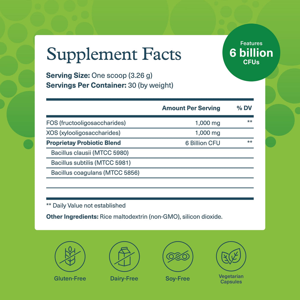 Youtheory Spore Probiotic Powder scoop demonstrates easy daily dosing.