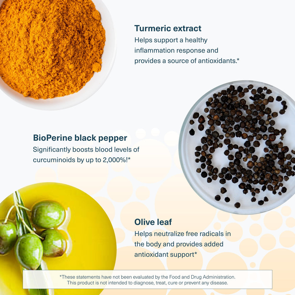 Youtheory Turmeric bioenhancer black pepper image implies improved absorption.