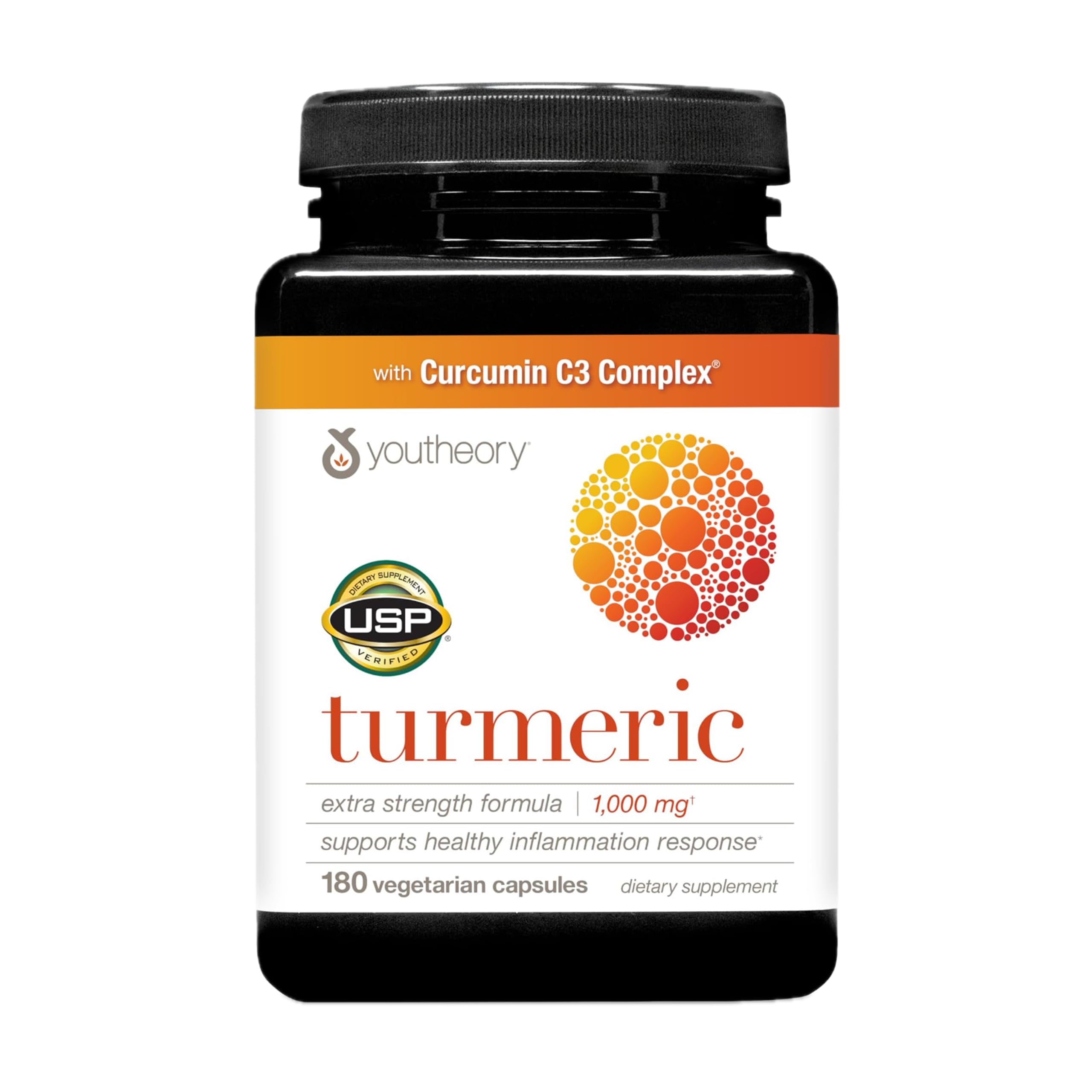 Youtheory Turmeric Extra Strength 1000 mg bottle front for daily joint support potential.