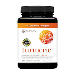 Youtheory Turmeric Extra Strength 1000 mg bottle front for daily joint support potential.