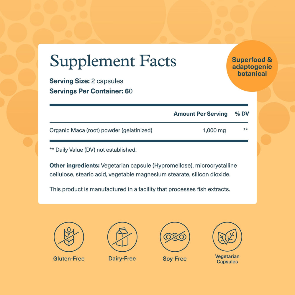 Close-up of Youtheory Maca Root capsules for gentle menopause support.