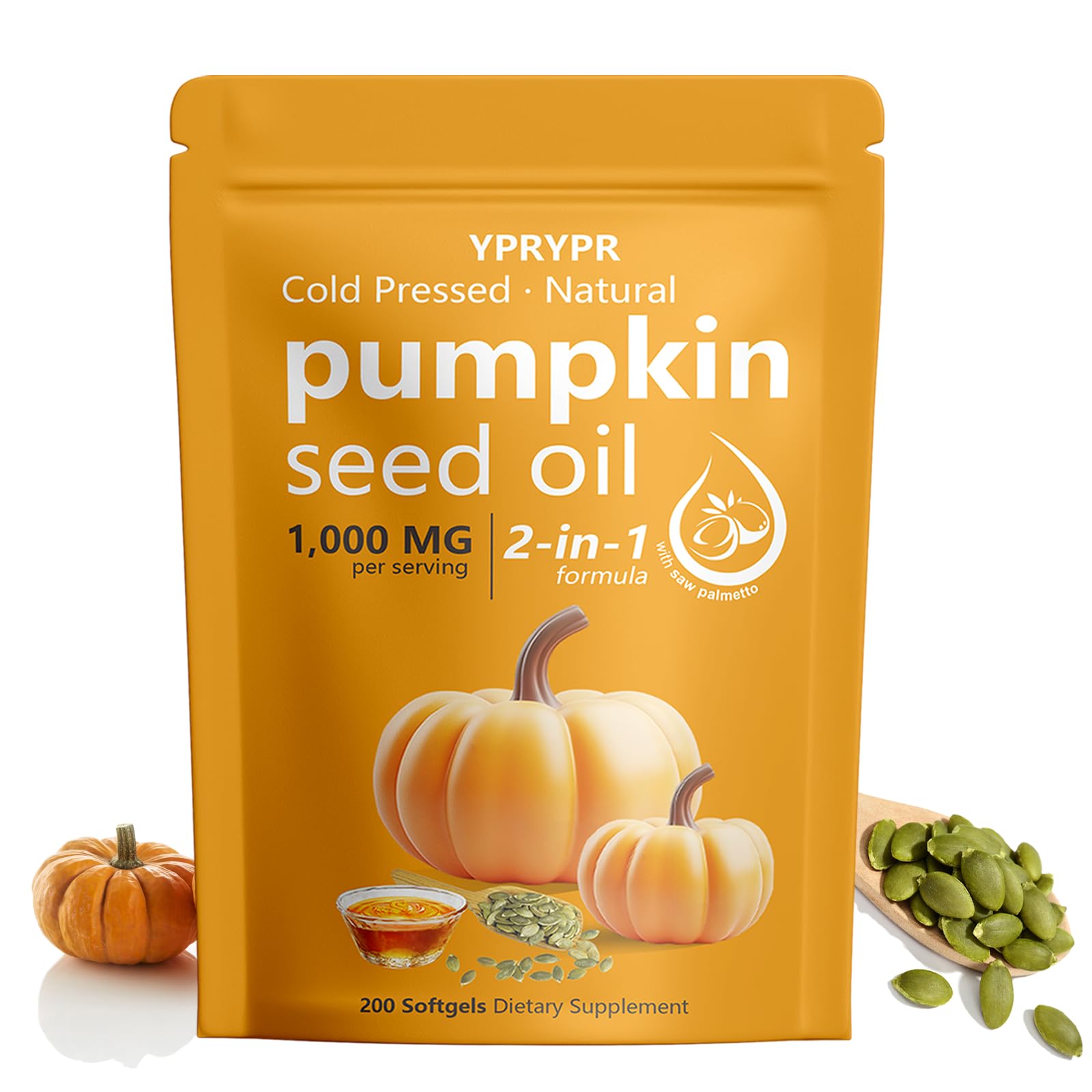 YPRYPR Aurove pumpkin seed oil with saw palmetto bottle for daily urinary comfort.