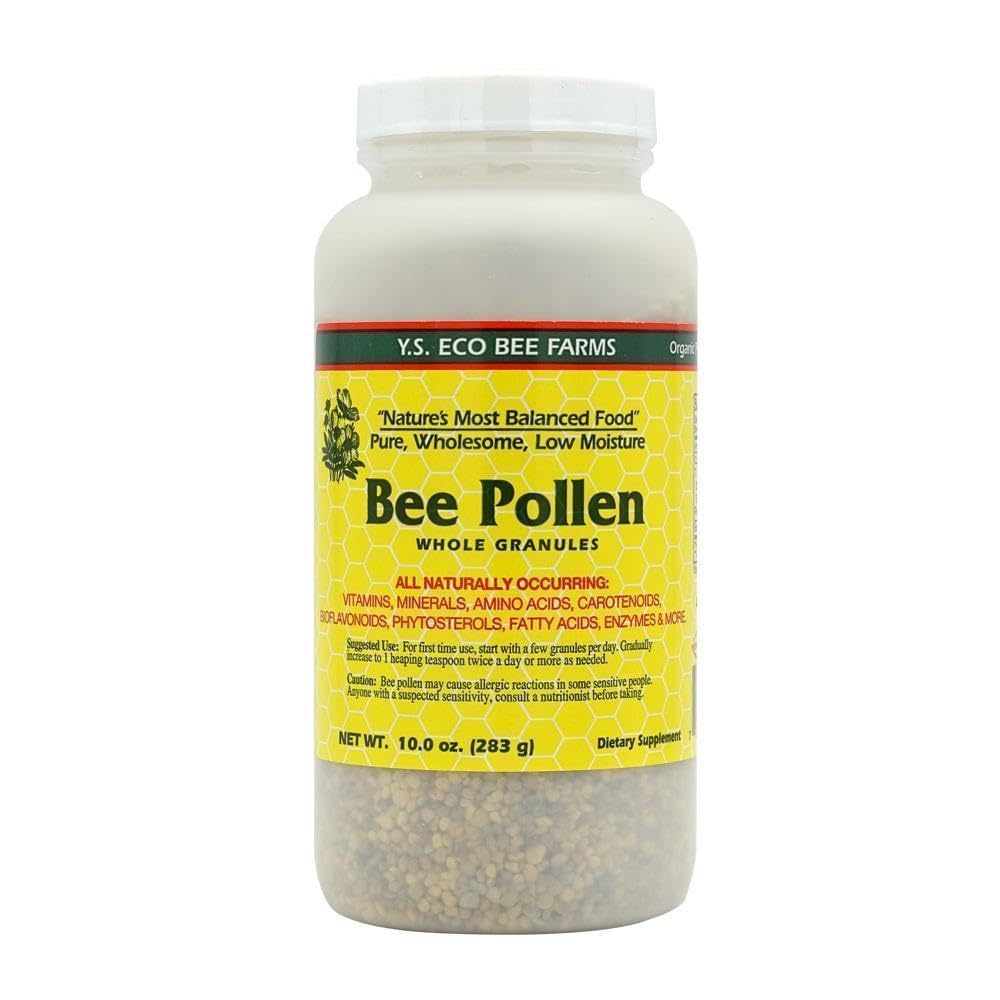 YS Eco Bee Farms Bee Pollen low moisture granules 10 oz, ideal for smoothies and yogurt toppings