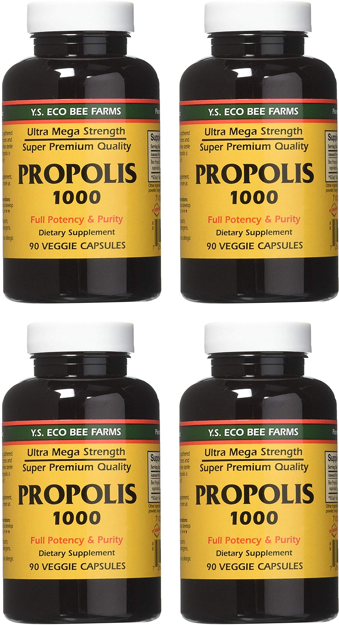YS Eco Bee Farms Propolis 1000-90 caps bottle front for daily wellness