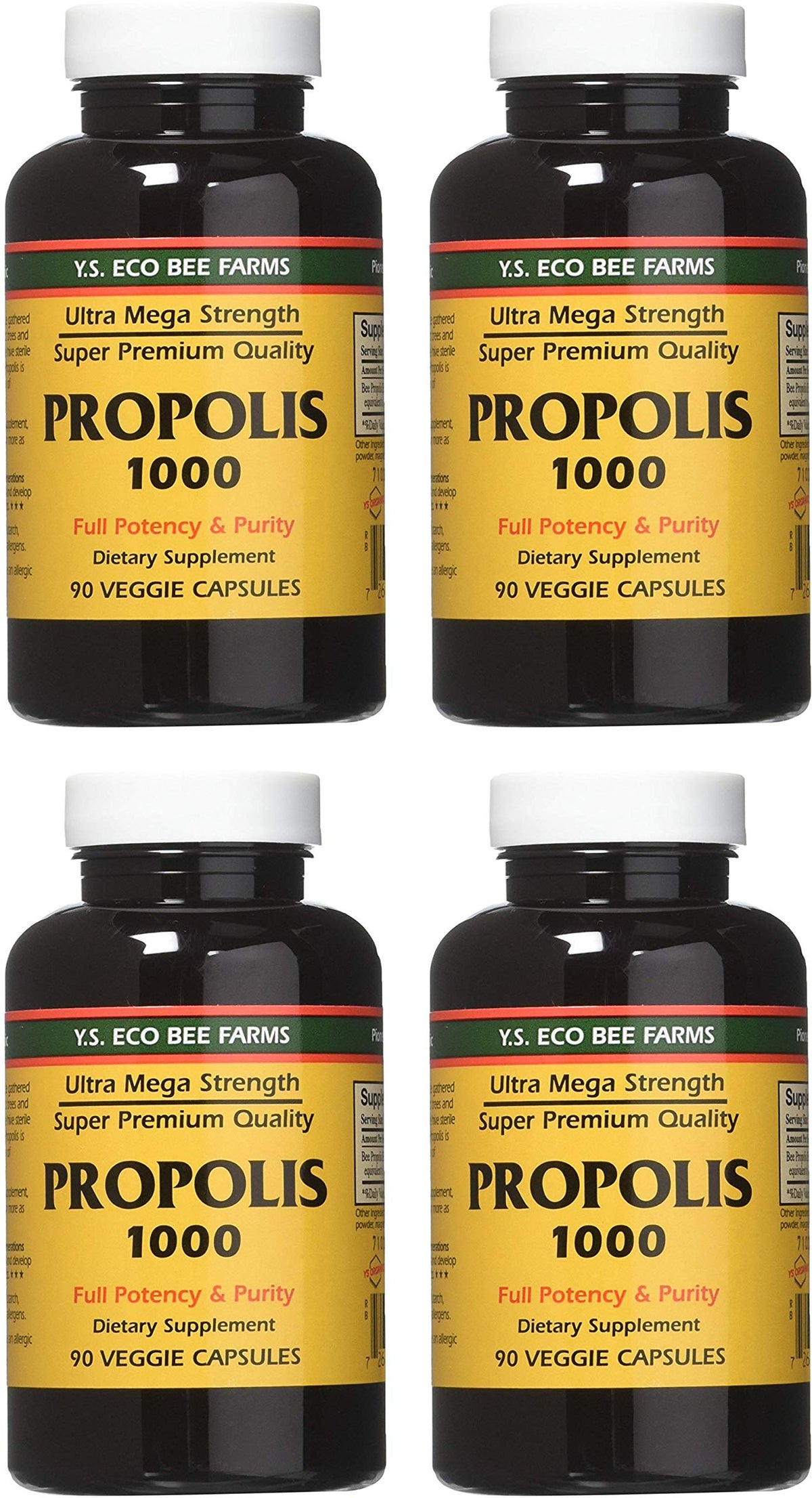 YS Eco Bee Farms Propolis 1000-90 caps bottle front for daily wellness