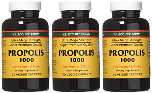 Closeup of Propolis 1000 capsules showing smooth, easy-to-swallow pills