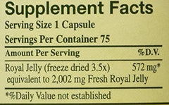 YS Eco Bee Farms Royal Jelly capsules front view, easy daily intake.
