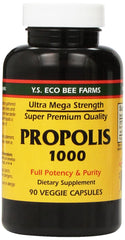 YS Organic Bee Farms Propolis Raw 1000mg bottle with label, ideal for daily supplement