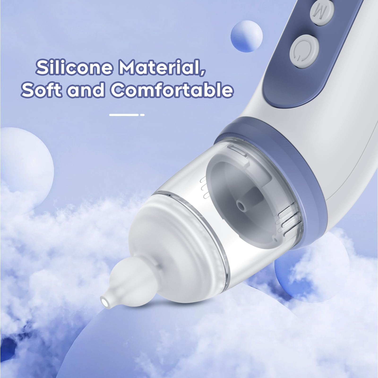 Close-up of YSKWA silicone tips for gentle, comfortable use.