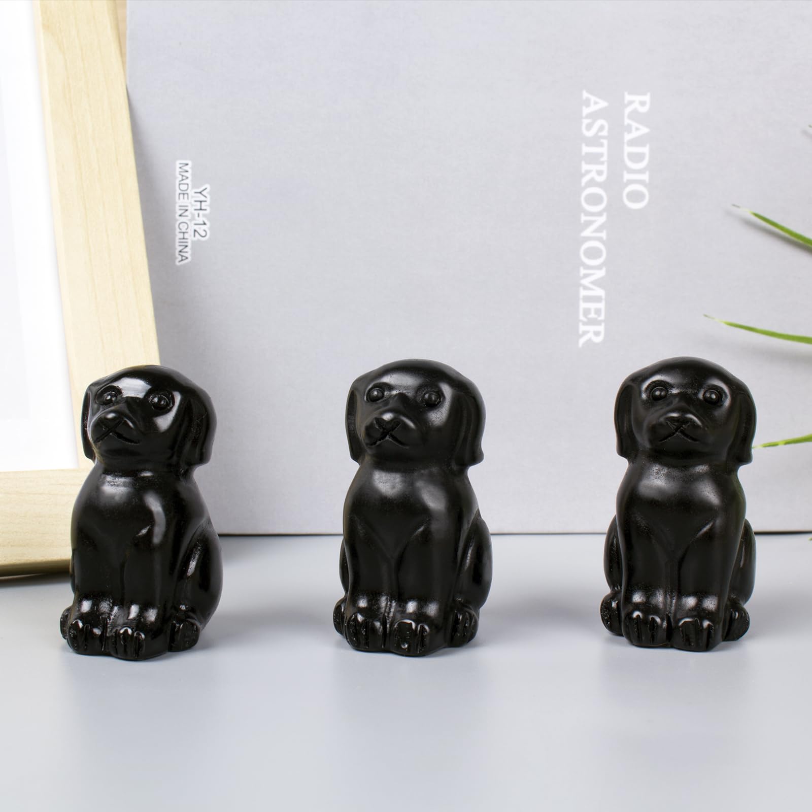 Ytbeoxk feng shui obsidian dog statue, promotes harmony.