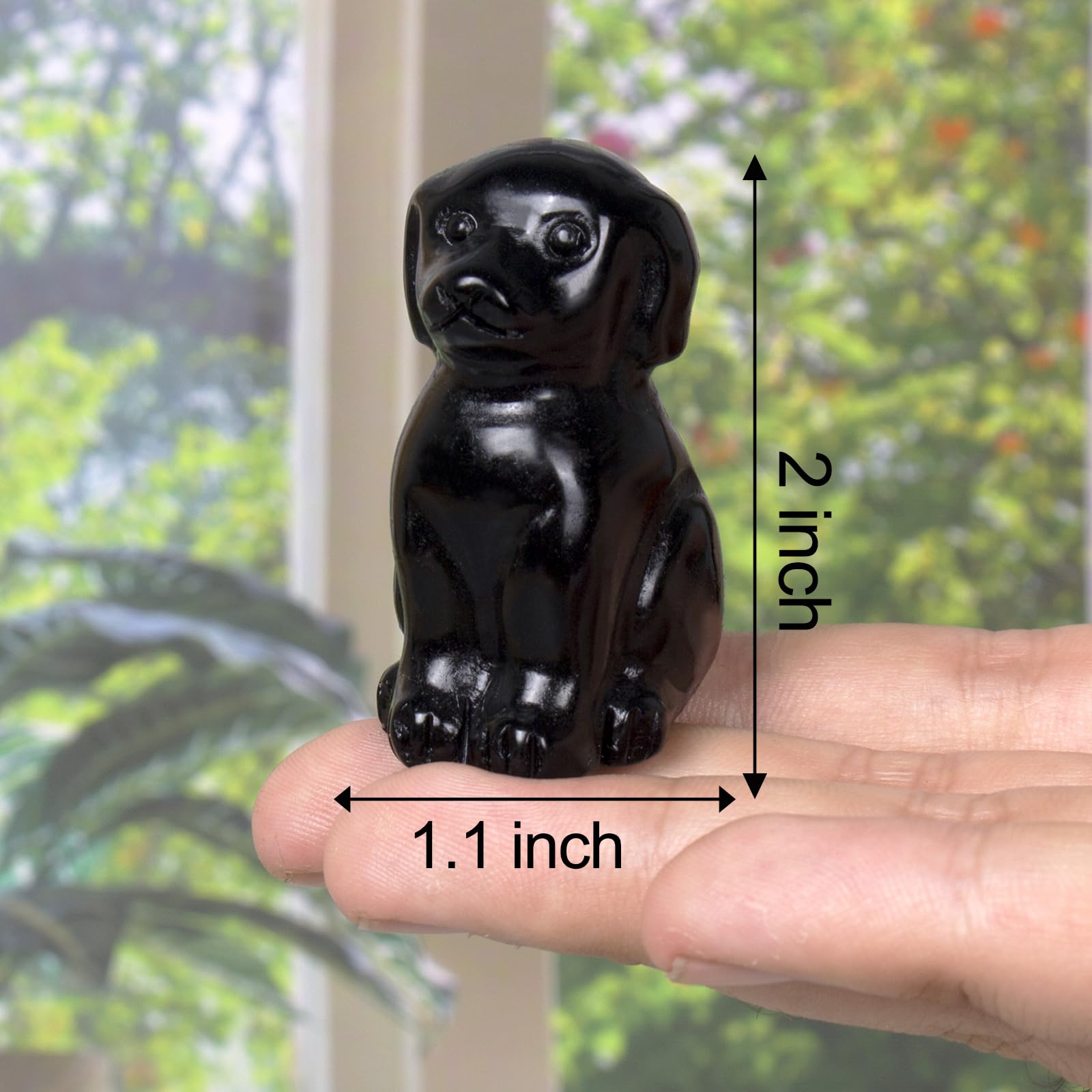 Ytbeoxk handcrafted obsidian dog figurine, unique pet-inspired decor.