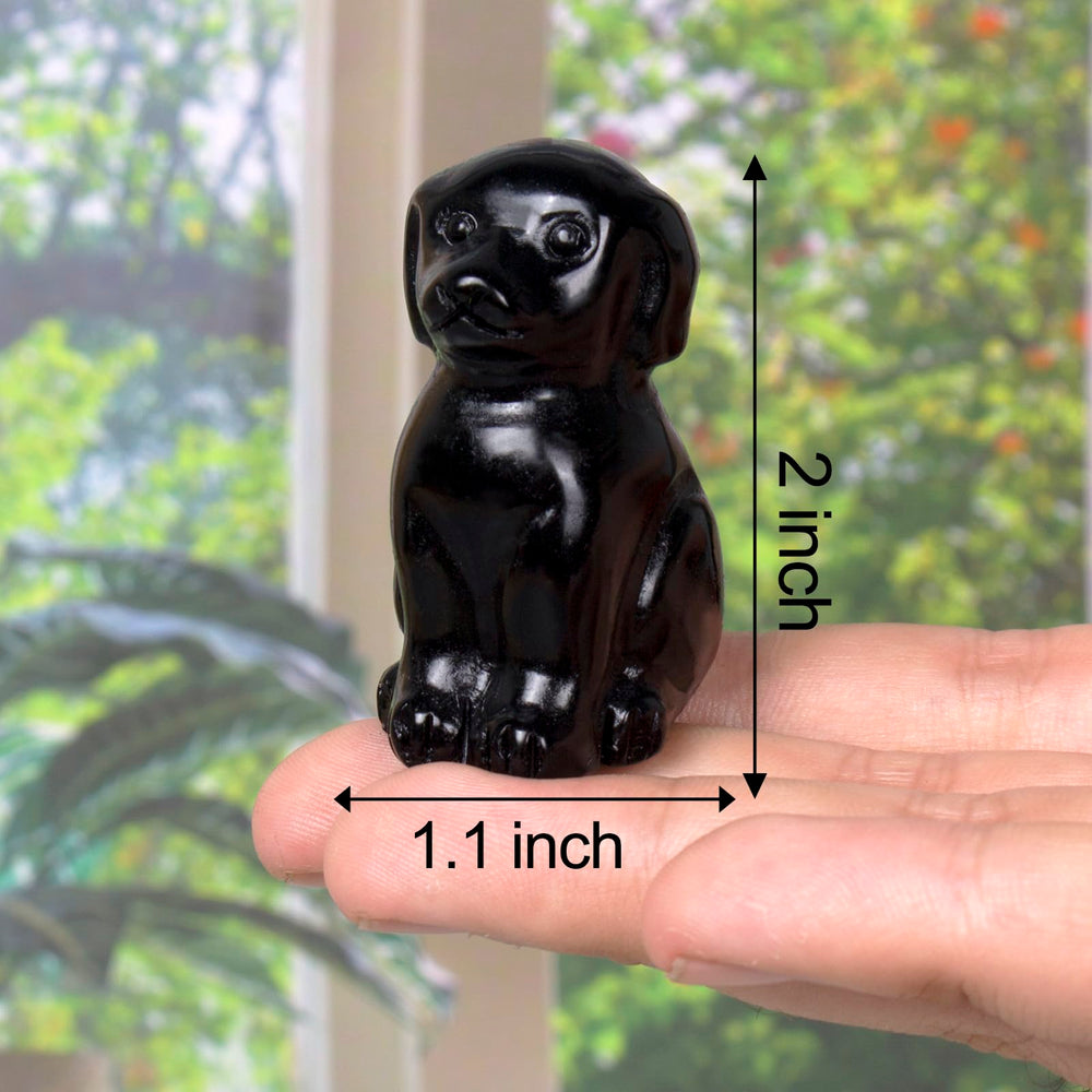 Ytbeoxk handcrafted obsidian dog figurine, unique pet-inspired decor.