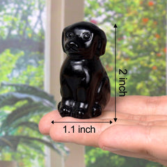 Ytbeoxk handcrafted obsidian dog figurine, unique pet-inspired decor.