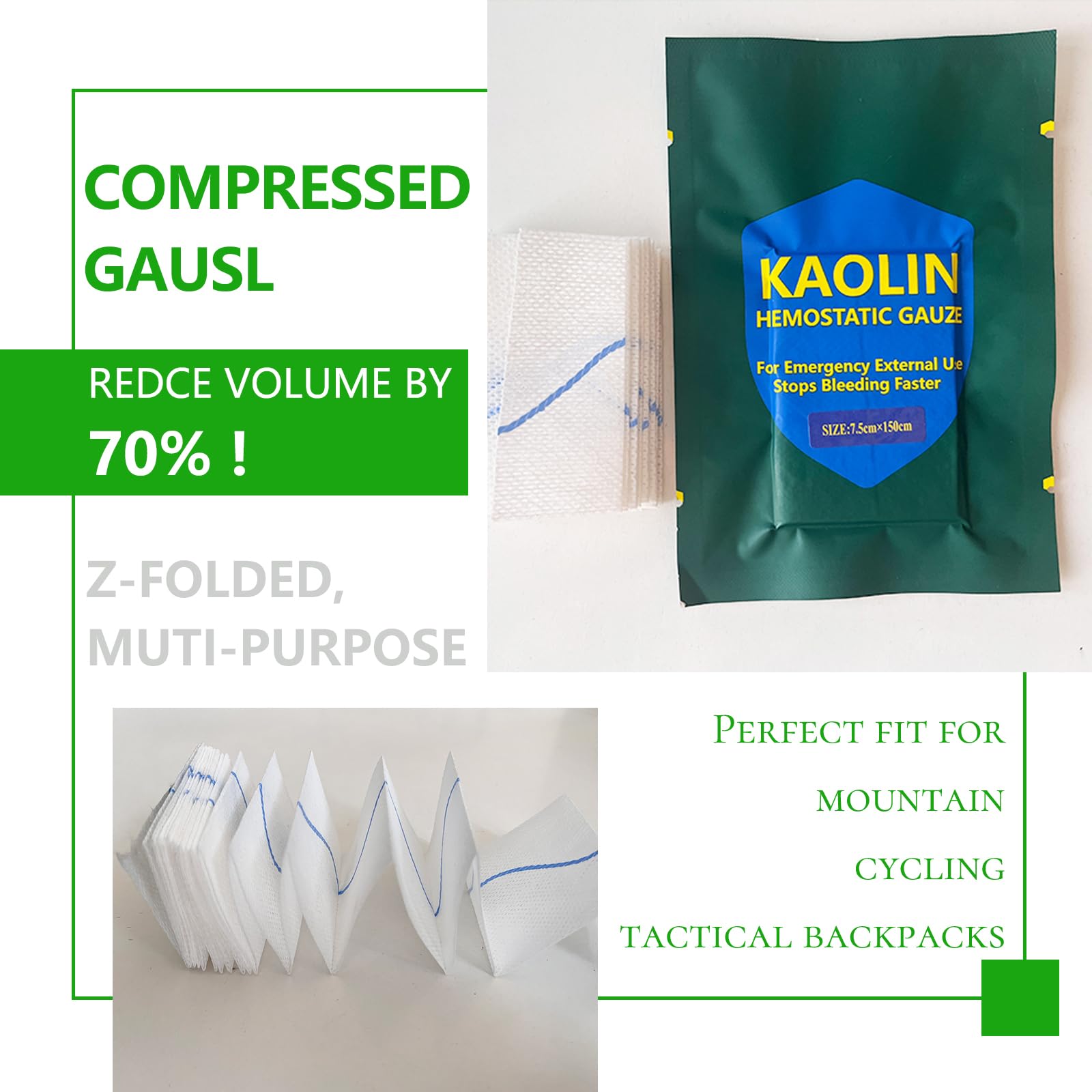 yueerbao portable gauze packs for field trauma response