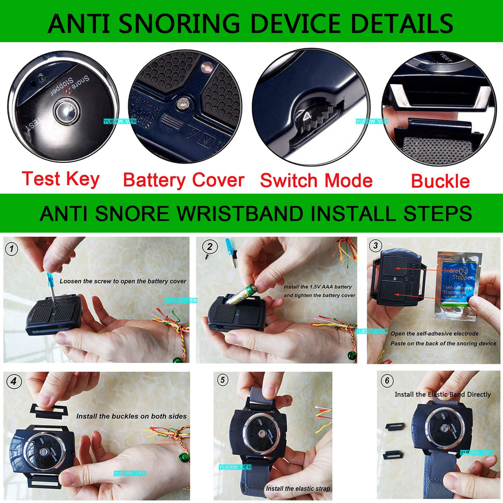 YUERWOVER anti-snoring wristband comfortable strap supports undisturbed rest.