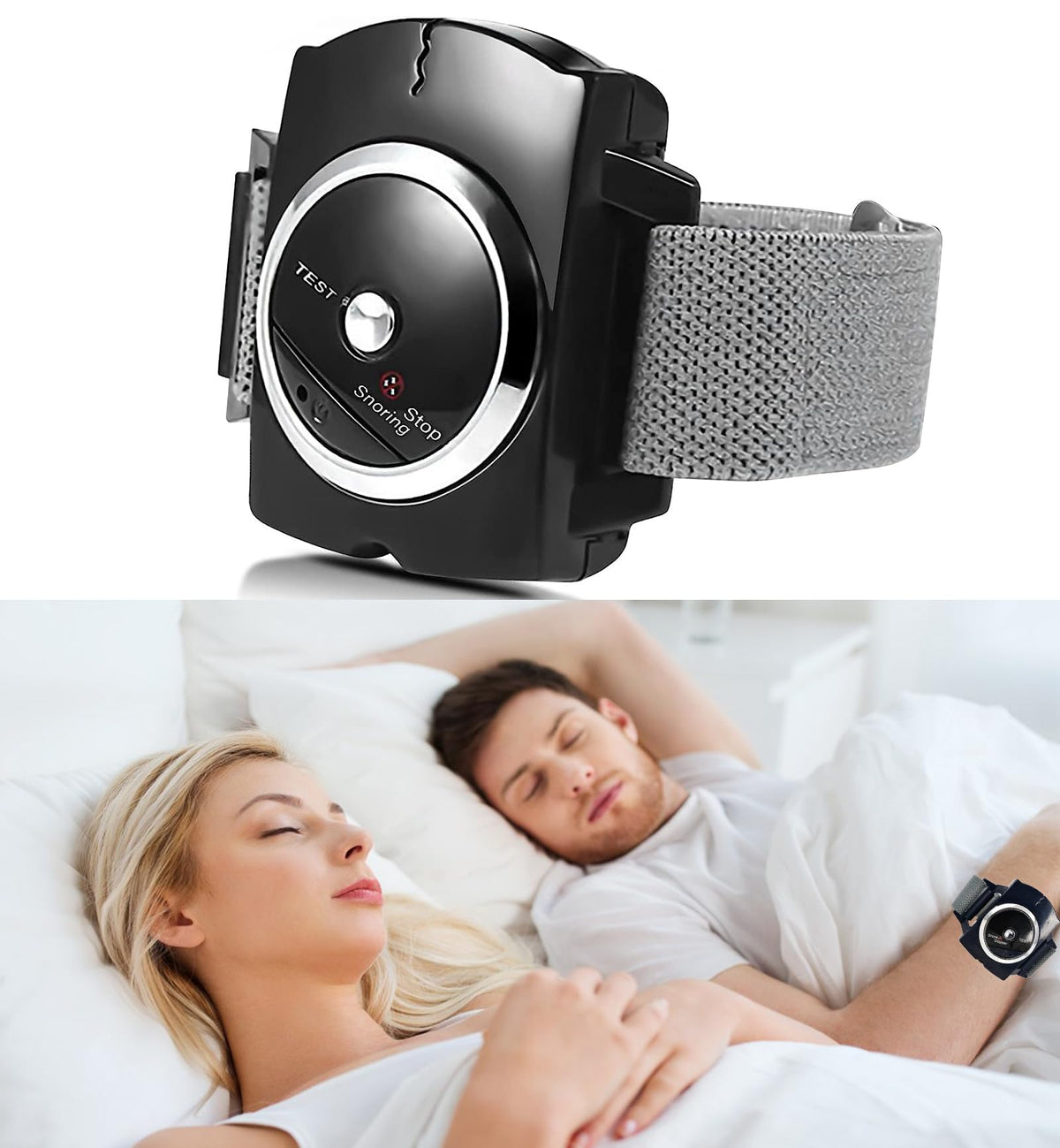 YUERWOVER anti-snoring wristband with detection sensor helps monitor nightly snoring.