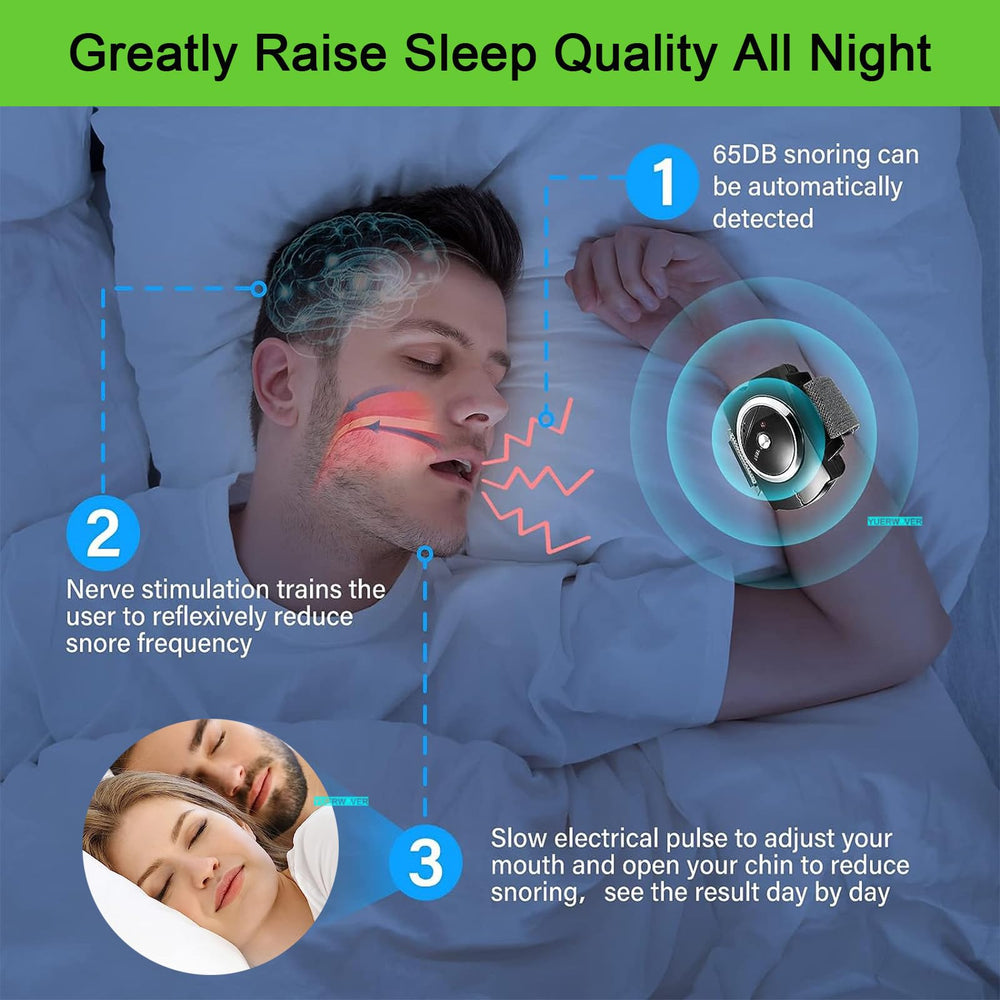 YUERWOVER anti-snoring wristband seven-modes lets you tailor stimulation.