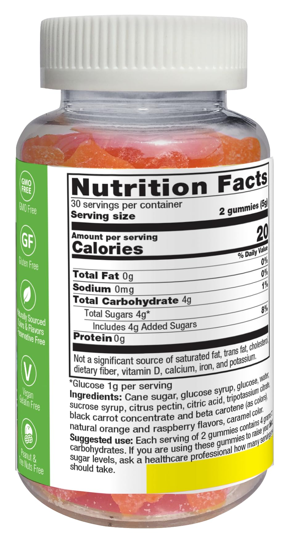 YUM-V'S Glucose Gummies berry flavor bottle to fuel active days