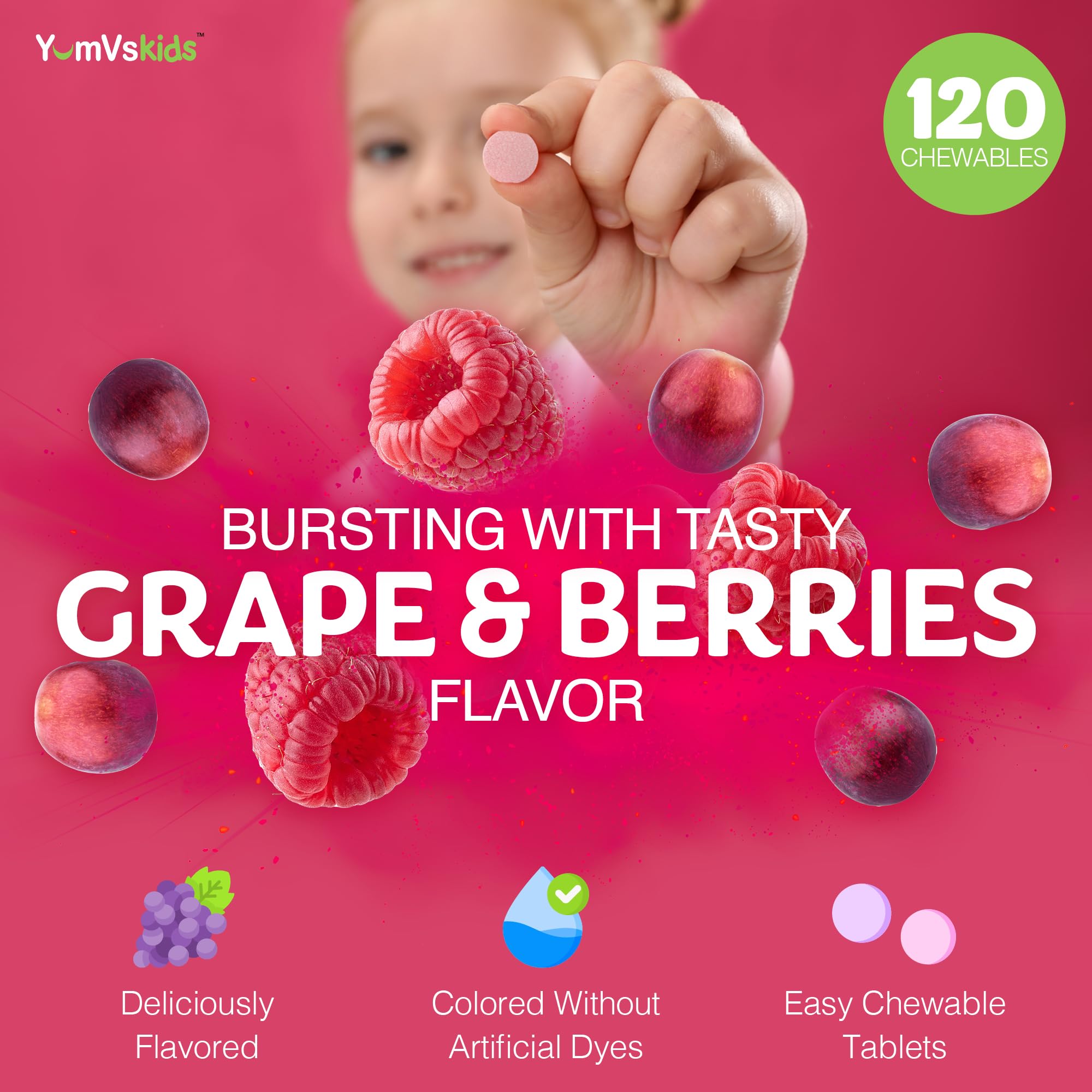 Grape berry flavored chewables appealing to kids