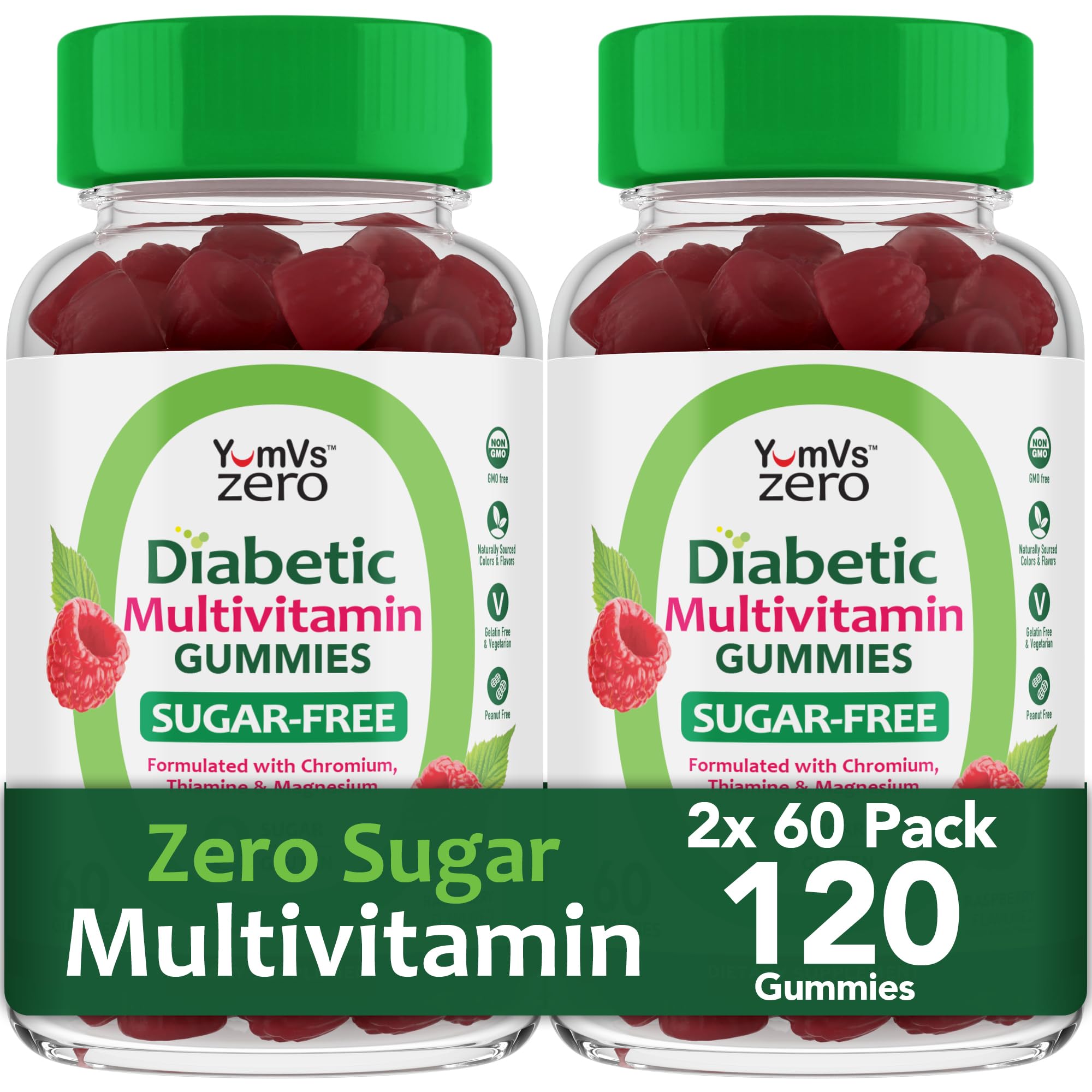 YUM-V'S raspberry gummies bottle front promotes daily wellness and flavor
