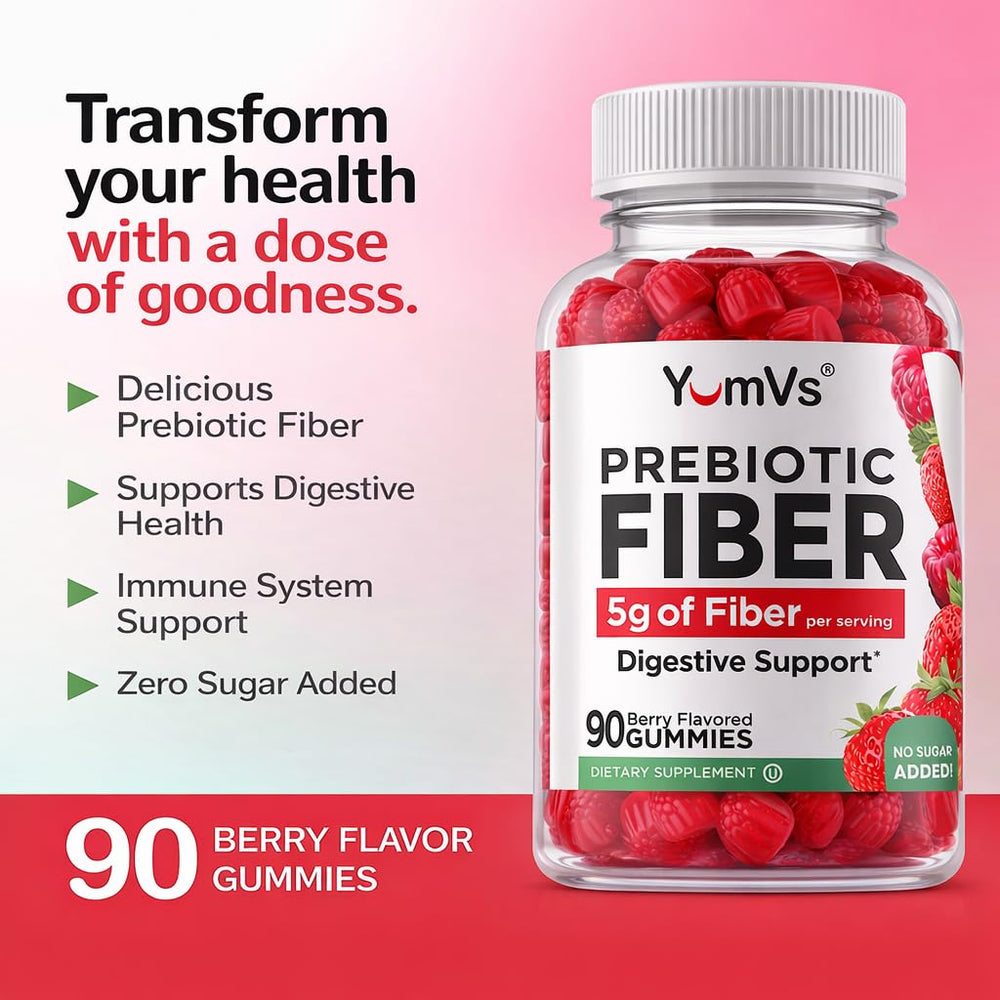 Yum-Vs berry-flavor gummies offer a tasty prebiotic boost without added sugar.