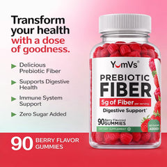 Yum-Vs berry-flavor gummies offer a tasty prebiotic boost without added sugar.