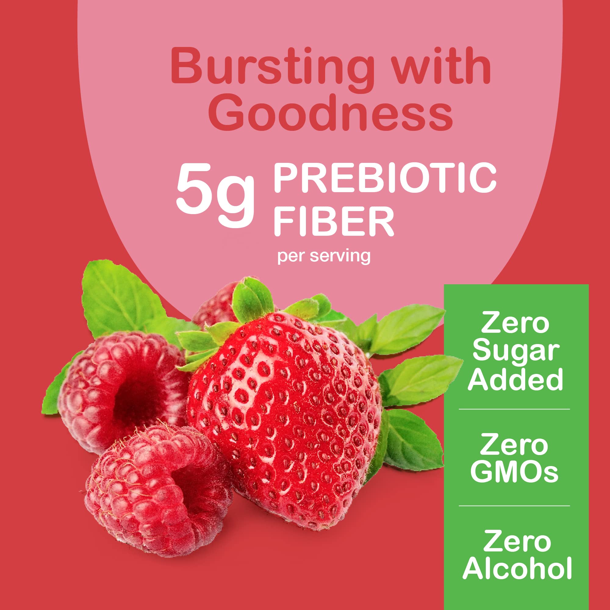 Yum-Vs nutrition label highlights fiber content and sugar-free composition.