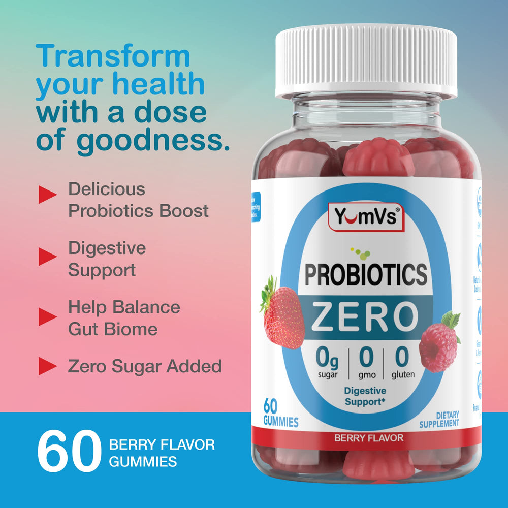 YUM-V'S strawberry flavor gummies offer tasty, sugar-free digestion support.