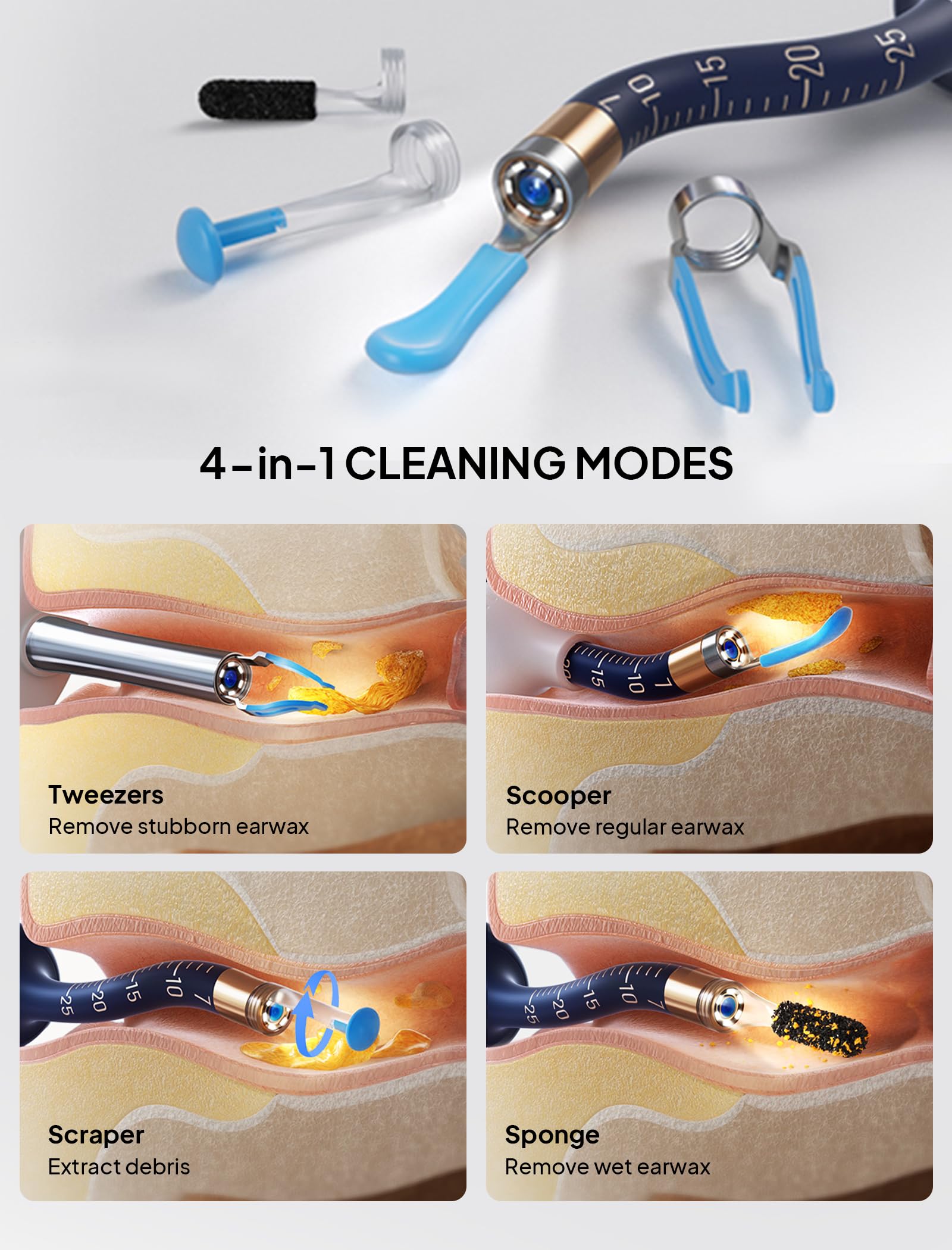 Yumika visible ear cleaner illuminates the canal to prevent over-insertion.