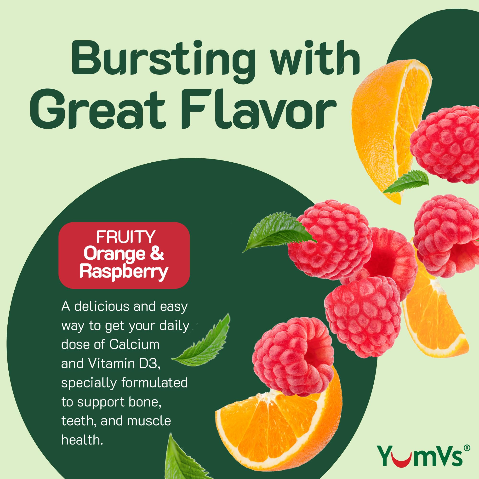 YUM-V'S closeup of gummies texture and natural flavors