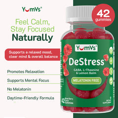 YUM-V'S De-Stress Gummies mixed berry close-up for relaxing mood