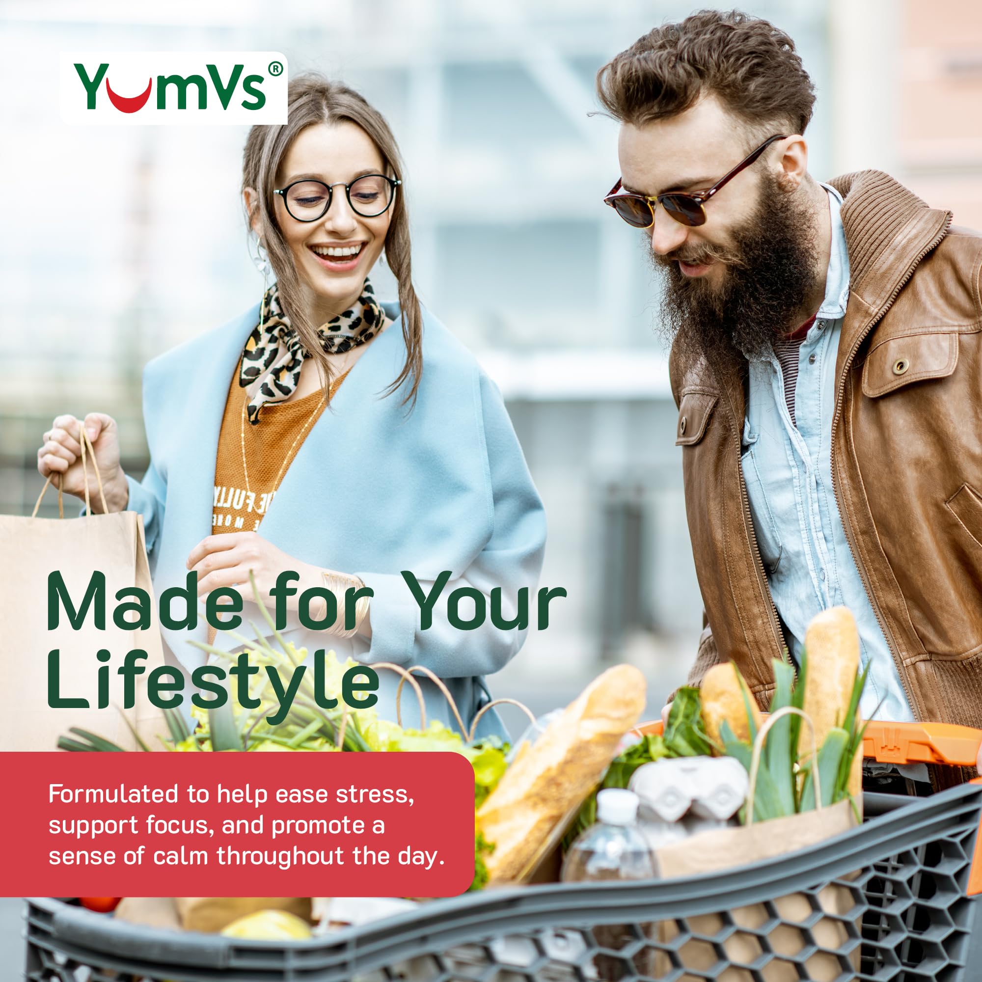 YUM-V'S De-Stress Gummies for teens and adults supporting mood naturally