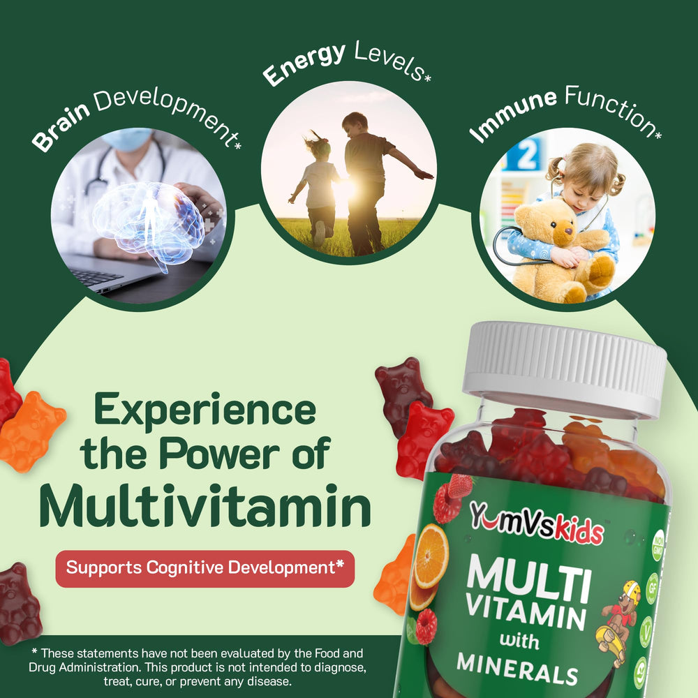 YUM-V'S packaging emphasizes non-GMO, Kosher, and gluten-free safety.
