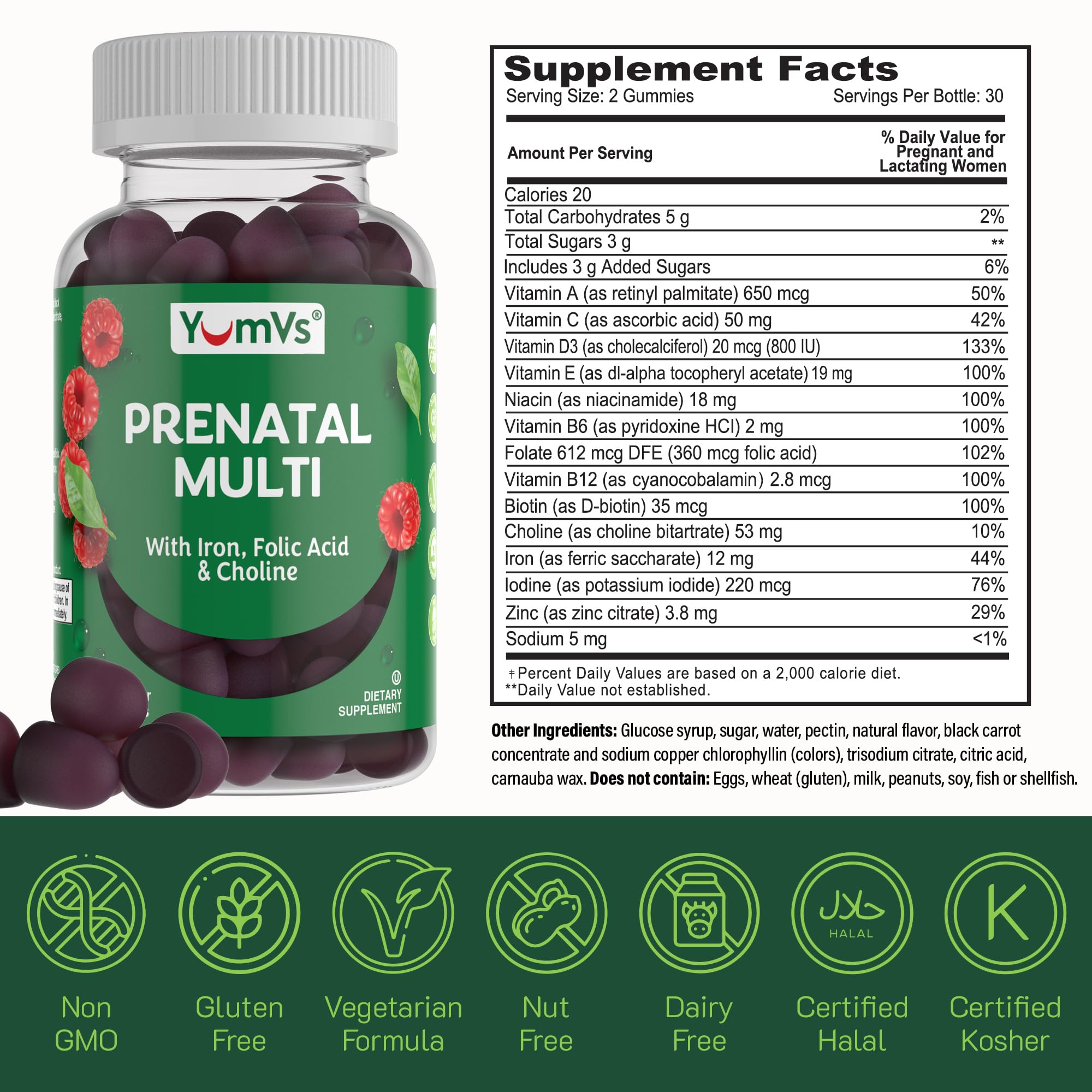 YUM-V'S YumVs Berry-flavored prenatal gummies ready to support mom-to-be.