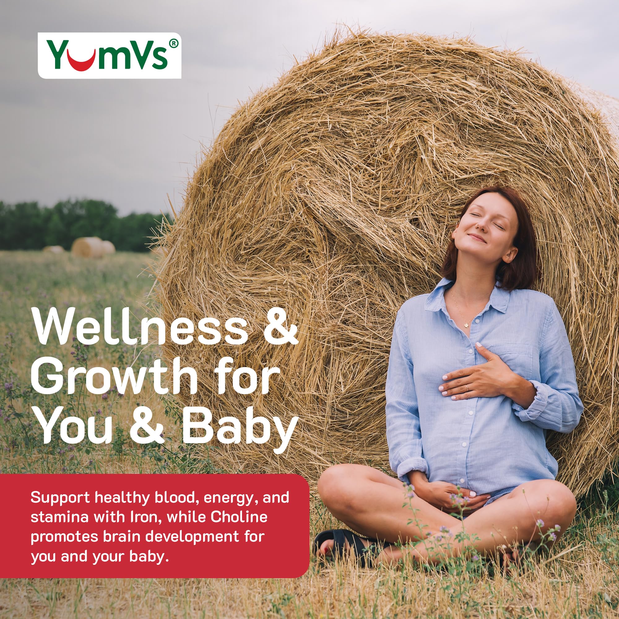 YUM-V'S YumVs gummies on hand highlighting easy chewable texture.