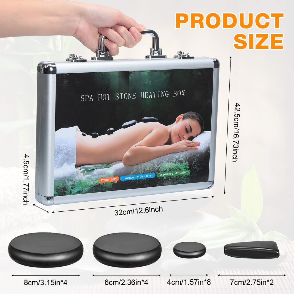 Six stone shapes support back, shoulders, legs, and face for targeted relaxation.