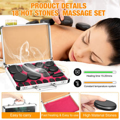 Safe heating box heats stones to ideal temp for soothing warmth.