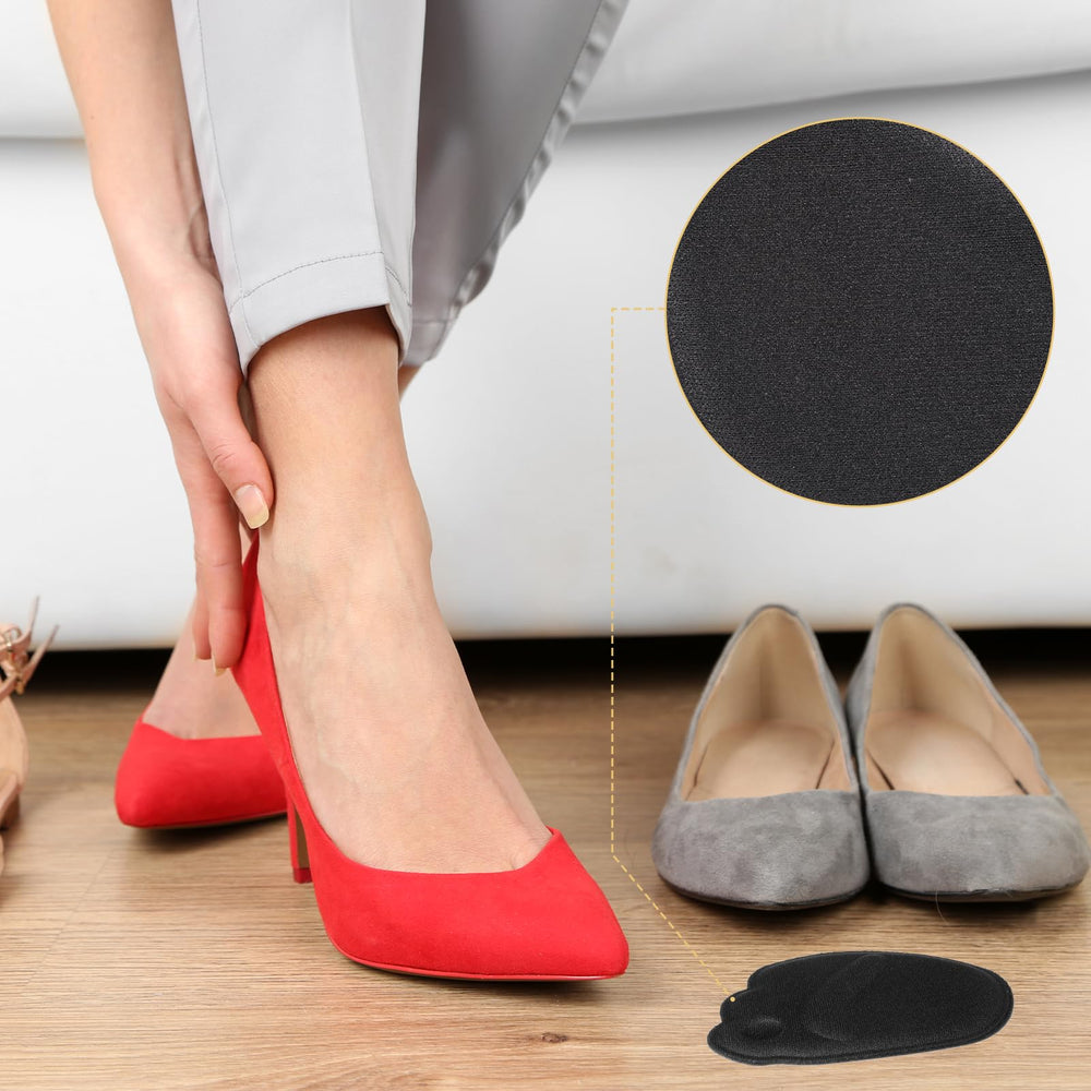 Yuomeaz cushions shown inside a high heel for all-day comfort in formal footwear.